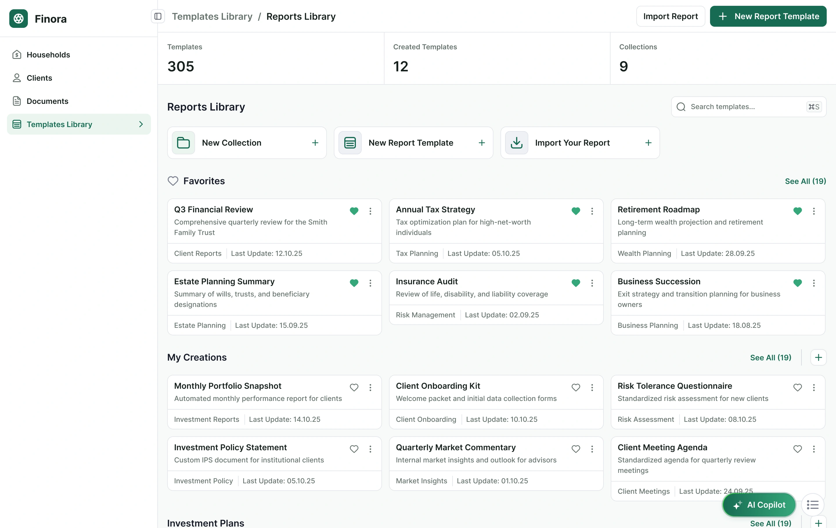 Finora report template library