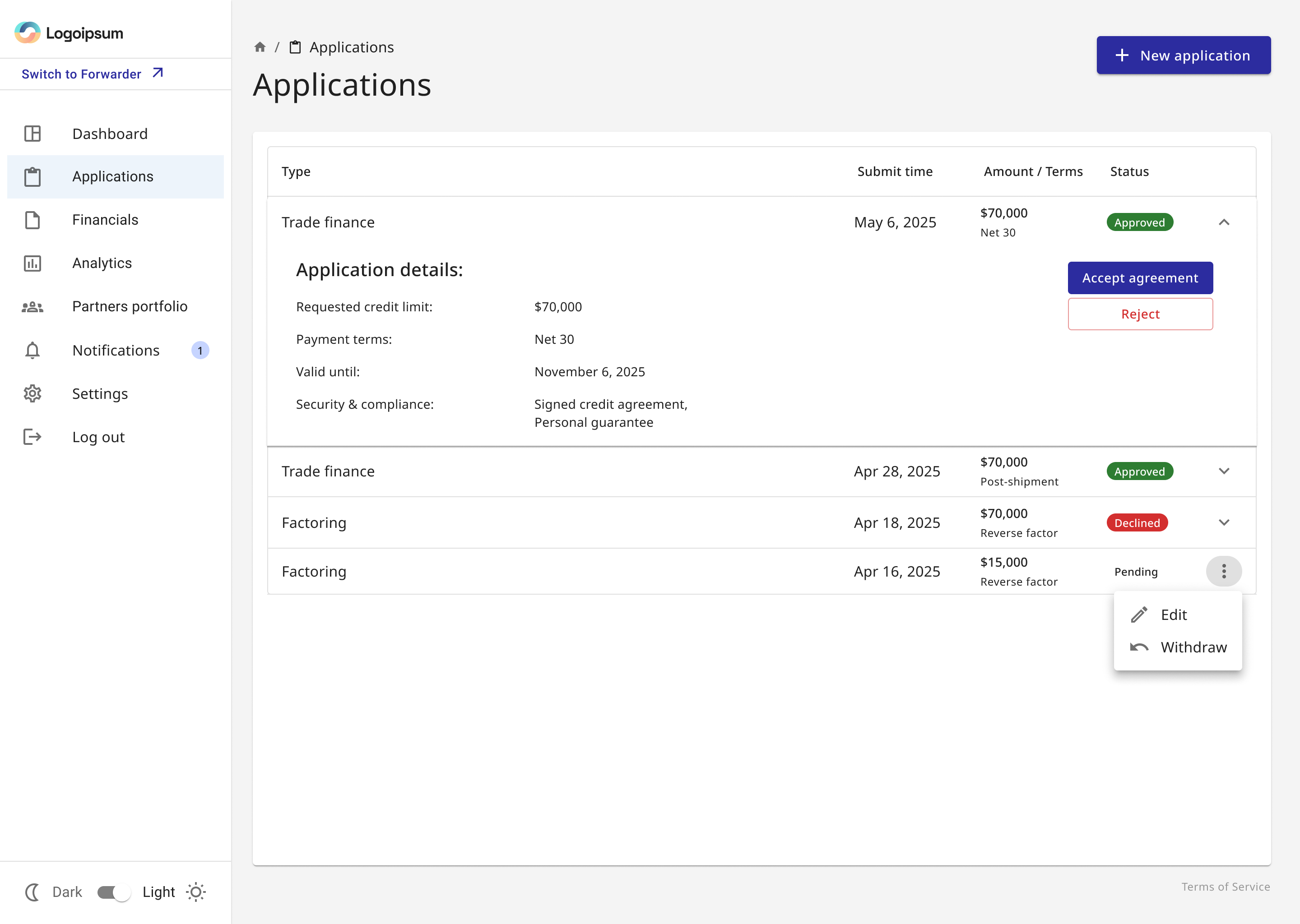 Applications product selection